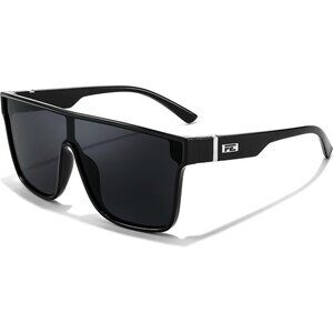 Women's Black Frame & Grey Lens Oversized Stylish Square Large Sun Glasses